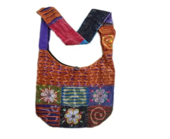 Bolsos bohemios de fabricación nepalesa: bolsos de mano con patrones de retazos y rayas, ideales para viajes a la playa, viajes y compras al hombro