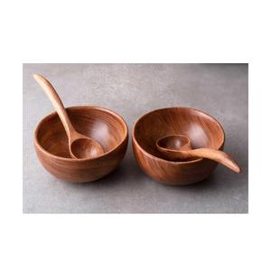 Cuenco de servir vajilla para restaurante y hogar cuenco de madera natural con forma redonda fabricación a precio al por mayor - Product Image 6