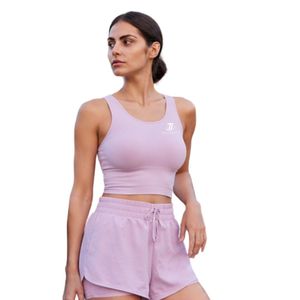 Technica Womens <b>Pink</b> Sleeveless <b>Crop</b> Tank <b>Top</b> and Drawstring Athletic Shorts Activewear Set - Product Image 3