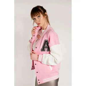 Chaquetas universitarias para mujer, chaqueta universitaria de primavera, chaqueta de béisbol de satén bordada, bombardero de Hip Hop para mujer, diseño con servicio OEM - Product Image 5