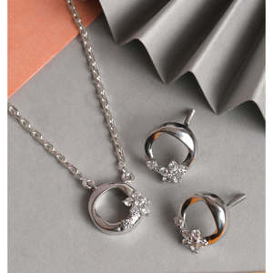 CLARA Juego de Collar y Pendientes de Plata de Ley 925, Joyería Fina para Mujer - Product Image 2