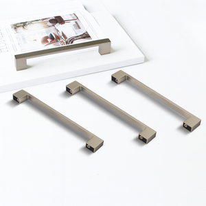 Contemporary Minimalist Zinc Alloy Square <b>U</b>-Shape Brushed Finish Cabinet Handle Pulls for Kitchen Bathroom Bedroom - Product Image 2