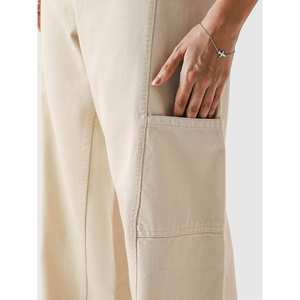 Pantalones Cargo de Lona de Cintura Alta Utility V1, Transpirables, Color Crema - Product Image 4