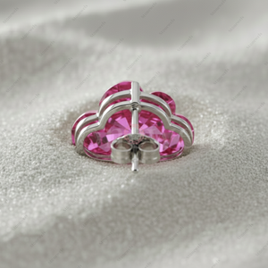 GIA IGI Certified 3.0ct Fancy Pink VVS VS Lab Grown Diamond Cloud Fine Gold 925 Sterling Silver Plated Stud Earring <b>Gift</b> for Him - Product Image 3