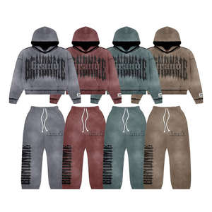 Ensemble survêtement unisexe à imprimé tendance, pantalon de survêtement évasé et sweat-shirt à capuche, deux pièces, survêtement en molleton français avec strass - Product Image 5