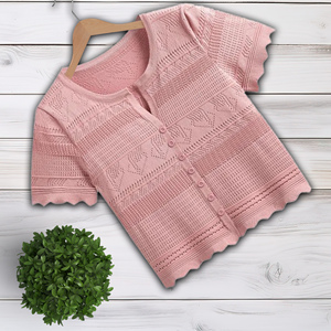 Cárdigan Vintage de verano para mujeres y niñas, Manga corta a la moda, Top corto a la moda, logotipo frontal, patrón de retazos, cierre de un solo botón - Product Image 2