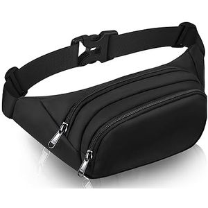 Sac banane de sport noir personnalisé en nylon avec poches zippées pour les excursions en plein air et les voyages, sacs de poitrine transversaux - Product Image 1