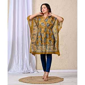 Caftán de Algodón Estampado a Mano, Vestido Casual Elegante para Mujer, Transpirable, Largo hasta el Suelo, para el Tiempo Libre, Club, Día de San Valentín - Product Image 6