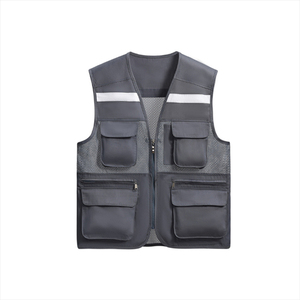 เสื้อกั๊กนิรภัยสำหรับผู้ชายชุดทำงานสีสะท้อนแสงสีทึบผ้าโพลีเอสเตอร์100% - Product Image 1