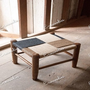 Tabouret Macramé Tabouret super doux, confortable et gonflé avec pieds en bois pour console de jardin, balcon et incrustation d'os - Product Image 2