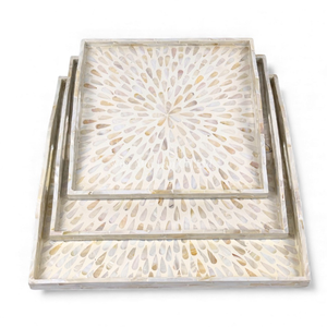 Plateau carré moderne en nacre naturelle, plateau de service, plateau en coquille pour la décoration de la maison, fabriqué directement au Vietnam - Product Image 2