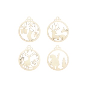 Adornos de Navidad de madera cortados con láser, Reno rústico, regalo de Papá Noel, colgantes para decoraciones de Árboles De vacaciones DIY - Product Image 1