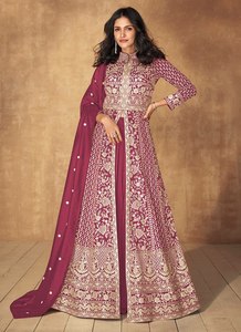 Derniers vêtements ethniques de créateur indien de haute qualité Salwar exclusif en soie avec broderie séquentielle Fournisseur de Surat - Product Image 5