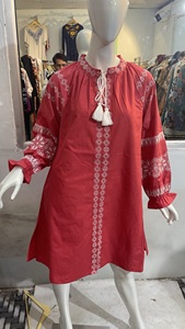 Blusas de mujer con bordado floral étnico de talla única, camisas, blusas Vintage con borlas y cordones, Blusa de manga larga, Blusas bohemias - Product Image 3