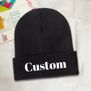 Custom Knitted Beanie Hats With Embroidery Text Logo and Print Image Personalized <b>Design</b> Winter Warm Hat beanie <b>cap</b> - Product Image 1
