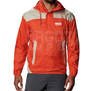 แจ็กเก็ตกันลมของผู้ชายเสื้อกันลมระบายอากาศได้ดีแห้งเร็วมีฮู้ดติดโลโก้ด้านหน้า - Product Image 1