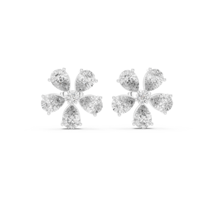 SHREYA DIAM Flower Shape Moissanite <b>Stud</b> Earrings Pear Cut 925 <b>Silver</b> / 9K Gold Claw Setting Luxury Women's Classic Jewelry - Product Image 2