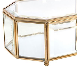 Caja de cristal decorativa de estilo moderno de alta calidad, marco de Metal dorado, forma de tamaño personalizable para joyería de boda, almacenamiento de maquillaje en el hogar - Product Image 6