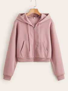 Gris oscuro Casual de manga larga de poliéster liso con cremallera embellecido no elástico PRIMAVERA/otoño mujeres sudaderas - Product Image 2