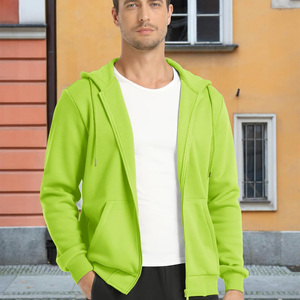 Sweat à capuche zippé pour homme 100% coton, chaud pour l'hiver, surdimensionné, poche kangourou, tissu polaire, coupe régulière, motif uni, logo personnalisé - Product Image 2