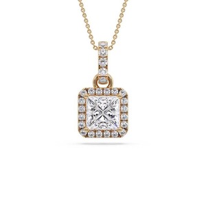 Seasonal Princess Cut Diamond Single Halo <b>Pendant</b> 0.50 Ct Lab Grown Diamond In Platinum Bridal Engagement - Product Image 3