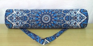 Stylish Blue Printed Yoga Mat Bag Lightweight Durable & Easy to <b>Carry</b> for Travel Gym & Outdoor Use for Autumn Lady & Yoga Studio - Product Image 5