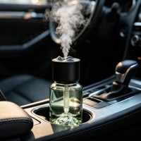 Mini Diffuseur d'Arômes de Luxe en Verre avec Couvercle Montagne, Humidificateur Portable pour Maison, Bureau, Voiture, Parfum Longue Durée