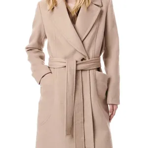 Wrap yourself up in the luxurious warmth of this sweeping wool-blend coat done with a belted waist and easy-moving back vent.