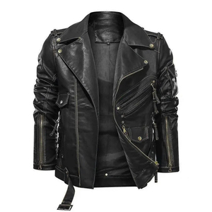 Customizable Men's Designer <b>Jacket</b> in Plus Size Embossed Logo Pure Leather with <b>Canvas</b> Fabric Customizable Logo Designer Blank - Product Image 6