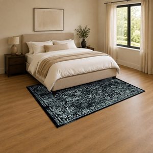 <b>RUGS</b> DEPOT LXDP-0996 Wholesale Charcoal Grey Modern Vintage Digital Printed Machine Washable Chenille Area <b>Rug</b> <b>Non</b> <b>Slip</b> - Product Image 3