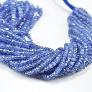 Cuentas Redondas Facetadas de Tanzanita Natural para la Fabricación de Joyas, 3-5 mm, Cuentas de Piedra de Tanzanita al por Mayor, Hebras, Cuerdas, a Granel - Product Image 1