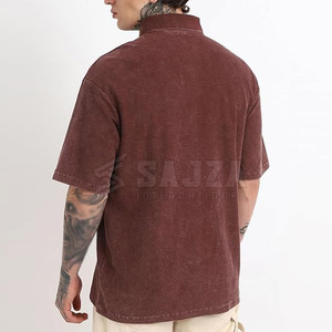 T-shirts polo délavés à l'acide de haute qualité de couleur personnalisée T-shirts polo délavés à l'acide coupe ajustée T-shirts polo délavés à l'acide logo personnalisé - Product Image 3