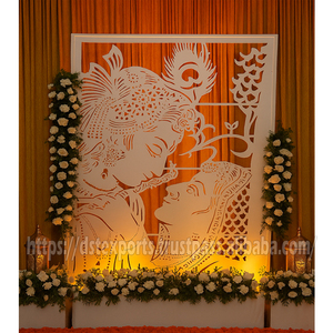 Cadres Radha Krishna fabriqués à la main amour divin mariage britannique classique Radha Krishna panneaux de décoration de mariage panneaux de toile de fond de mariage DST - Product Image 4