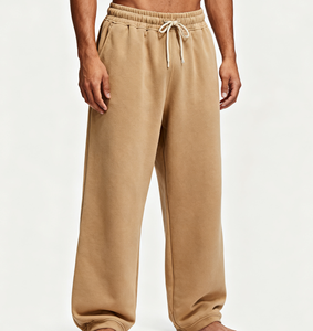 Pantalon homme personnalisé 100% coton, pantalon de sport ample, jambe droite, pantalon décontracté pour homme, pantalon de jogging, pantalon de survêtement délavé pour l'hiver 2026 - Product Image 1
