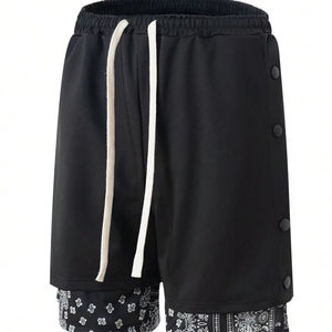 Pantalones cortos de gimnasio de secado rápido estilo High Street para hombre 2 en 1, ropa deportiva de doble capa para correr, patrón sólido para entrenamientos deportivos - Product Image 1