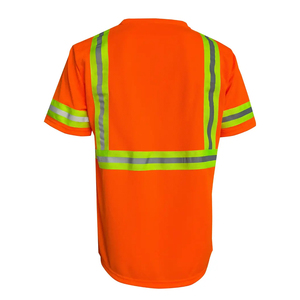 Chemises de travail haute visibilité, agents de stationnement, t-shirt réfléchissant jaune fluorescent, polyester imperméable, coton, sécurité - Product Image 2
