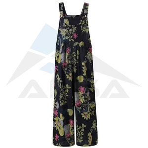 Último diseño 2024 Monos Mujer Sin mangas Floral Mono Pierna ancha Pantalones largos Monos - Product Image 2