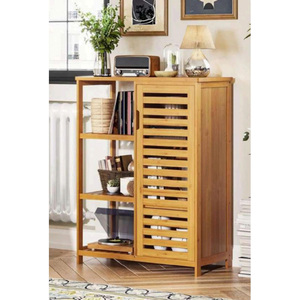 Multifunction Rectangle Bamboo <b>Shelf</b> Cabinet 2-Tier <b>Floor</b> Organizer - Product Image 2