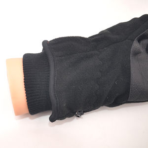 Guantes deportivos de invierno para adultos-Fleece de punto y Spandex con detalle de cuero Guantes de esquí al aire libre unisex negros - Product Image 4