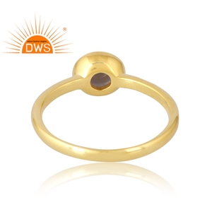 Anillo de piedras preciosas ahumadas naturales chapadas en oro de 18 quilates de Plata de Ley 925, fabricante de joyería fina Demi - Product Image 2