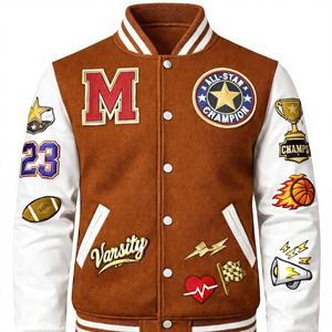 Blouson Bomber Homme Brodé Vintage Lavé Col Montant Tissu Laine Respirant Séchage Rapide Style Streetwear - Product Image 1