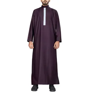 Ropa árabe islámica para hombre, Thobe personalizado con manga larga, dafah, sombra oscura sólida, blanca, superventas, 2023