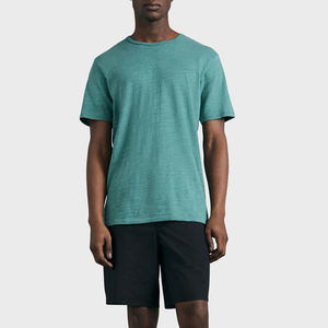 T-shirts de base pour hommes avec logo d'entreprise personnalisé T-shirts à col rond et manches courtes en polyester/coton uni - Product Image 5