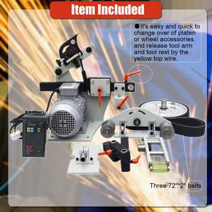 Lijadora de Banda Eléctrica 2x72 con 3 Ruedas de Pulir, Velocidad Variable, Lijadora de Banda para Metal de Banco, Afilador de Cuchillos Multiángulo, Máquina Pulidora - Product Image 2