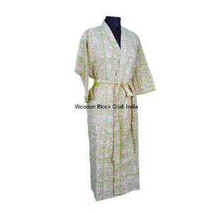 Kimono en tissu Kantha imprimé bohème original pour femmes, broderie indienne faite à la main, longue veste d'hiver, respirant - Product Image 5