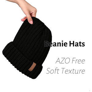 Bonnets super fins pour dames Matériaux en laine de couleur noire Flexibilité et extensibilité Street Wear Bonnets Casquettes - Product Image 2