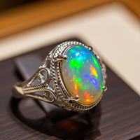 Bague en Zircon Naturel d'Éthiopie, Plaqué Or Rose et Rhodium sur Laiton, Sertissage Clos, Tendance, Certifiée, Cadeau Statement pour Femme