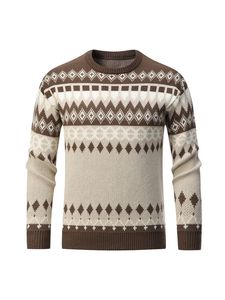 Pull d'hiver pour homme en tricot jacquard coton/acrylique uni 380g, confortable, anti-froissement, anti-boulochage, tendance 2025 - Product Image 4