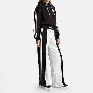 Conjunto de chándal de invierno personalizado para mujer 100% algodón pesado transpirable bloque de Color cuello redondo chándal 2 en 1 Cierre deportivo - Product Image 1