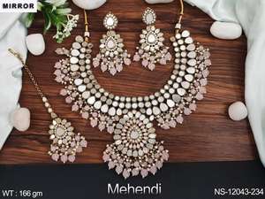 Mehendi-conjunto de joyas de estilo elegante para mujer, Set de Joyas con diseño de esmalte de imitación, joyería antigua, collar de espejo - Product Image 2